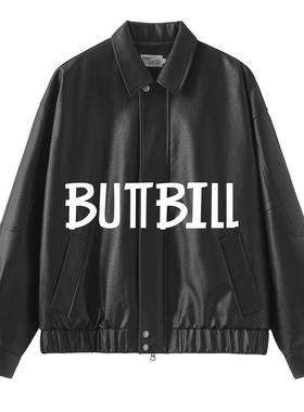 BUTTBILL日系复古皮衣男情侣宽松机车短款教练飞行夹克廓形外套
