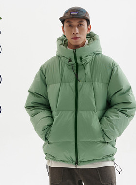 BUTTBILL 25AW户外90白鸭绒日系复古连帽羽绒服加厚外套夹克山系