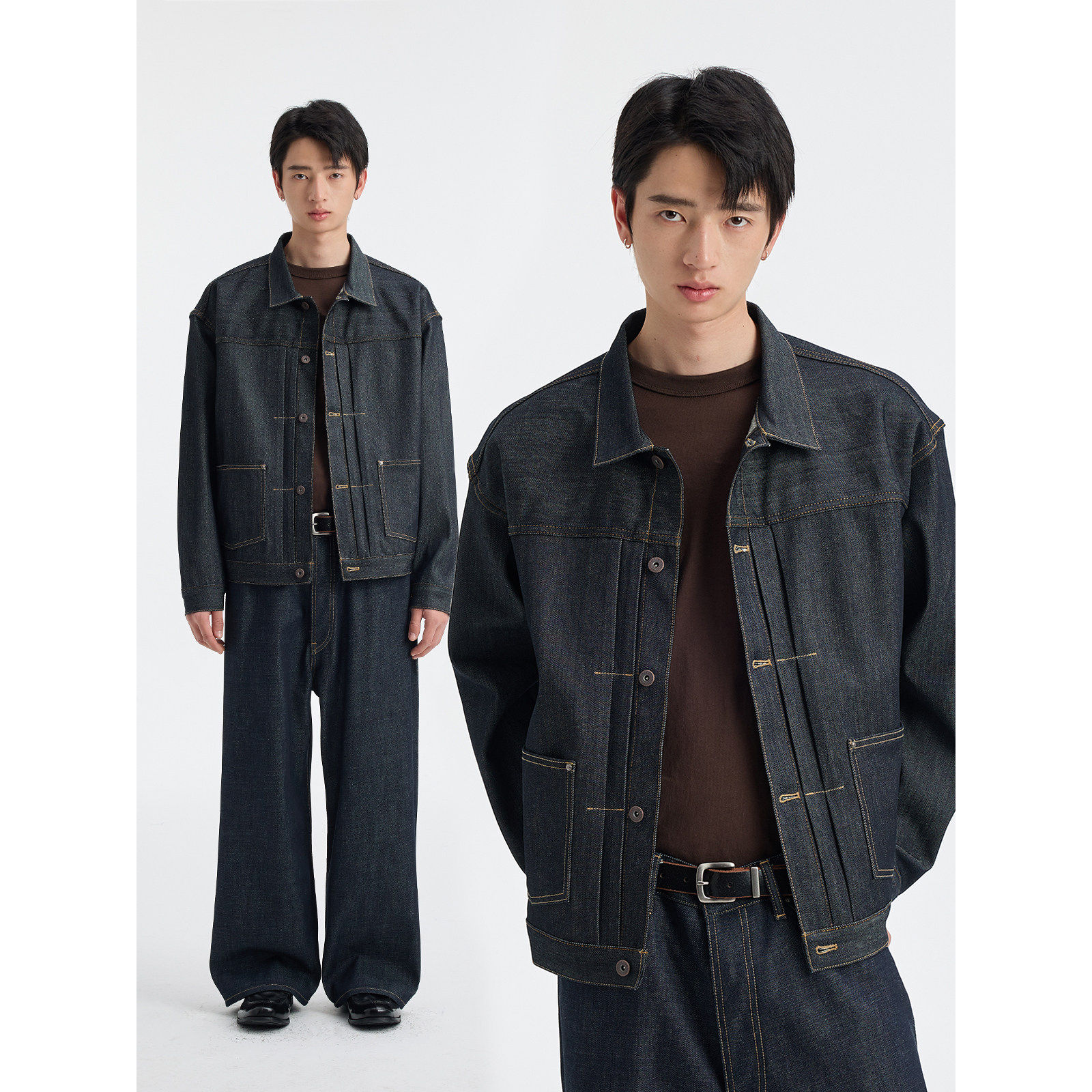 BUTTBILL原牛短款牛仔夹克复古工装外套券后359元