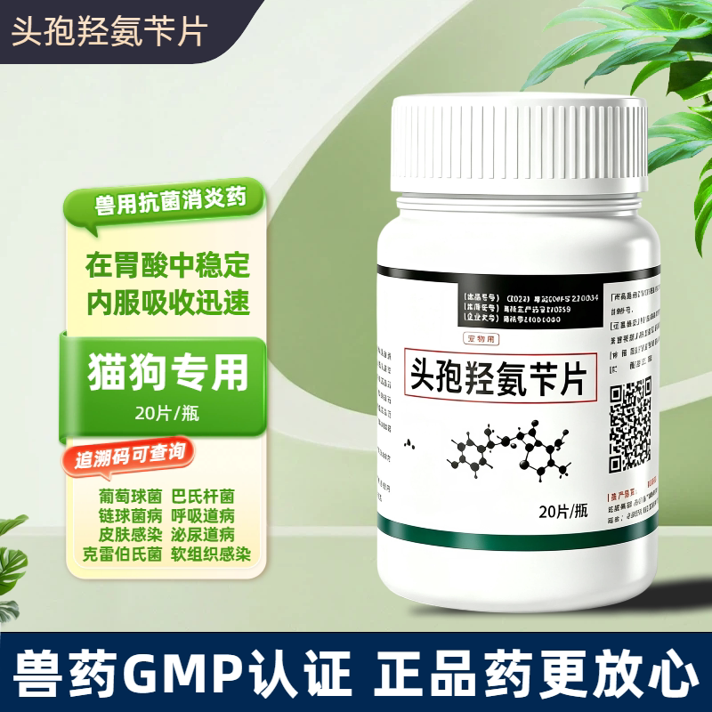 头孢羟氨苄片宠物狗狗猫咪犬用脓皮症伤口消炎感冒药尿路感染尿血