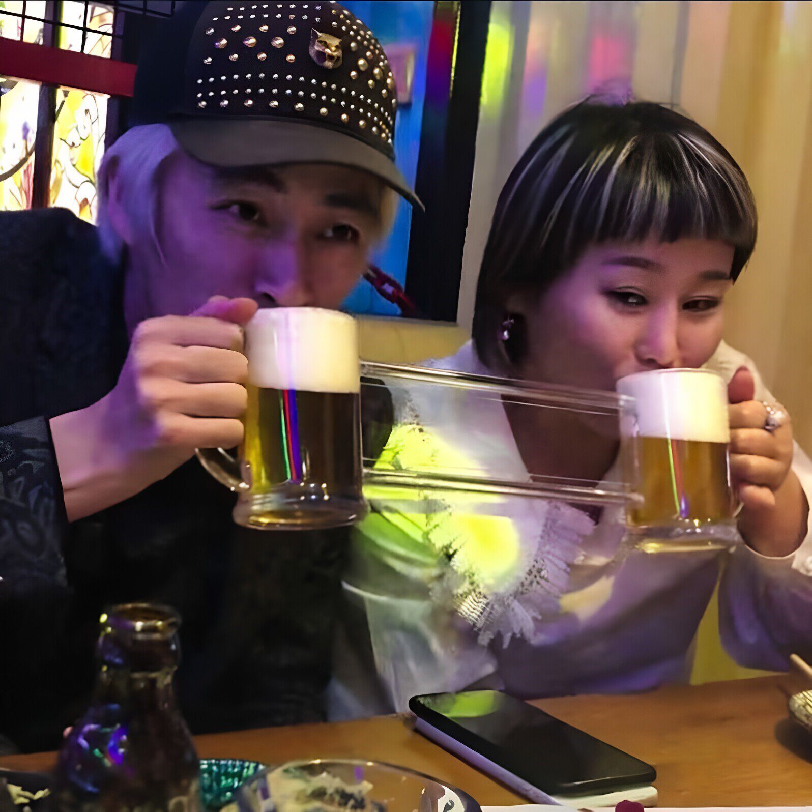 立减5元创意搞怪连体双人扎啤杯