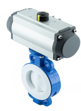 上海阀门厂衬氟气动蝶阀 D671F46 D641F46气动开关蝶阀 切断蝶阀