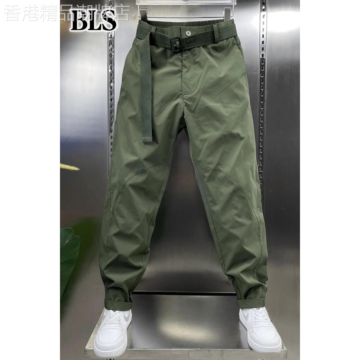 高端绿色直筒工装裤男款春秋2025新款美式潮牌宽松休闲男士哈伦裤