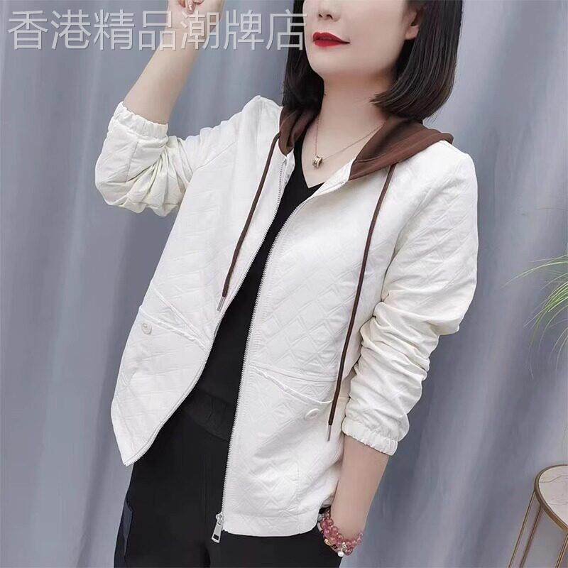 时尚百搭拼色连帽宽松棒球服上衣女2025新款韩版休闲 显瘦开 衫外