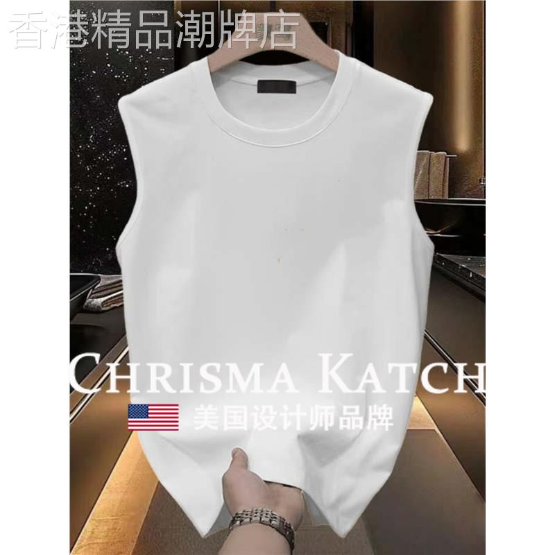 出口美国Chrisma Katch~纯棉背心男士夏季潮牌宽松圆领篮球体恤