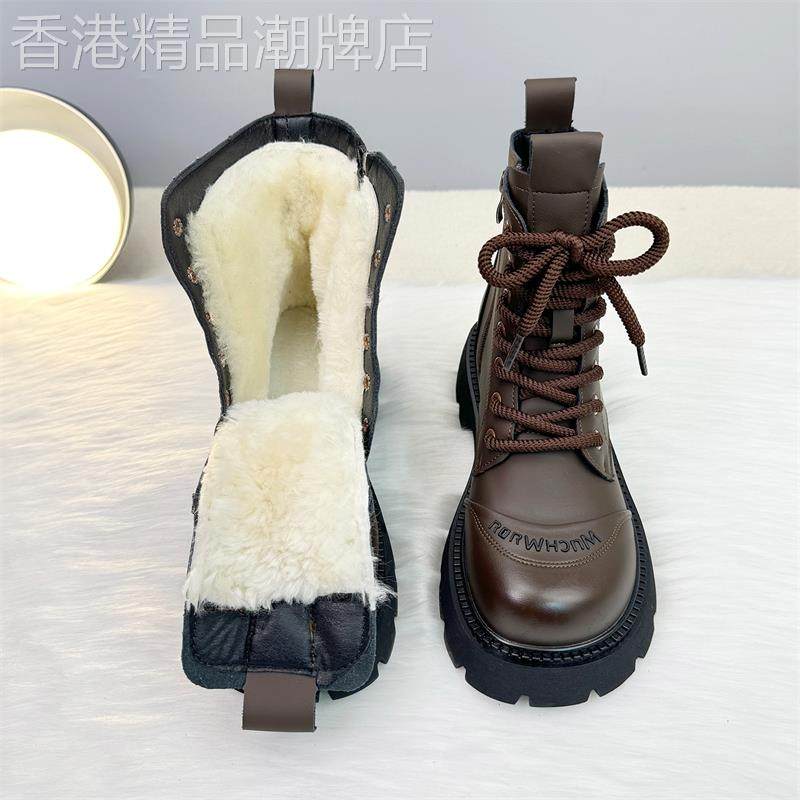 皮毛一体羊毛靴女东北大棉2025冬季加绒加厚雪地靴厚底短靴马丁靴