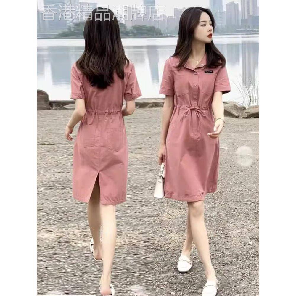 工装连衣裙2026新款女夏季高端气质法式时尚显瘦宽松短袖t恤裙子