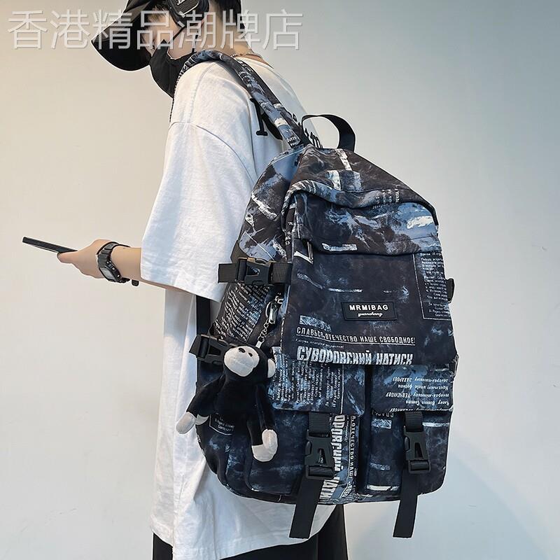 潮牌书包男大学生韩版大容量原宿风初中生双肩包高中生时尚背包女