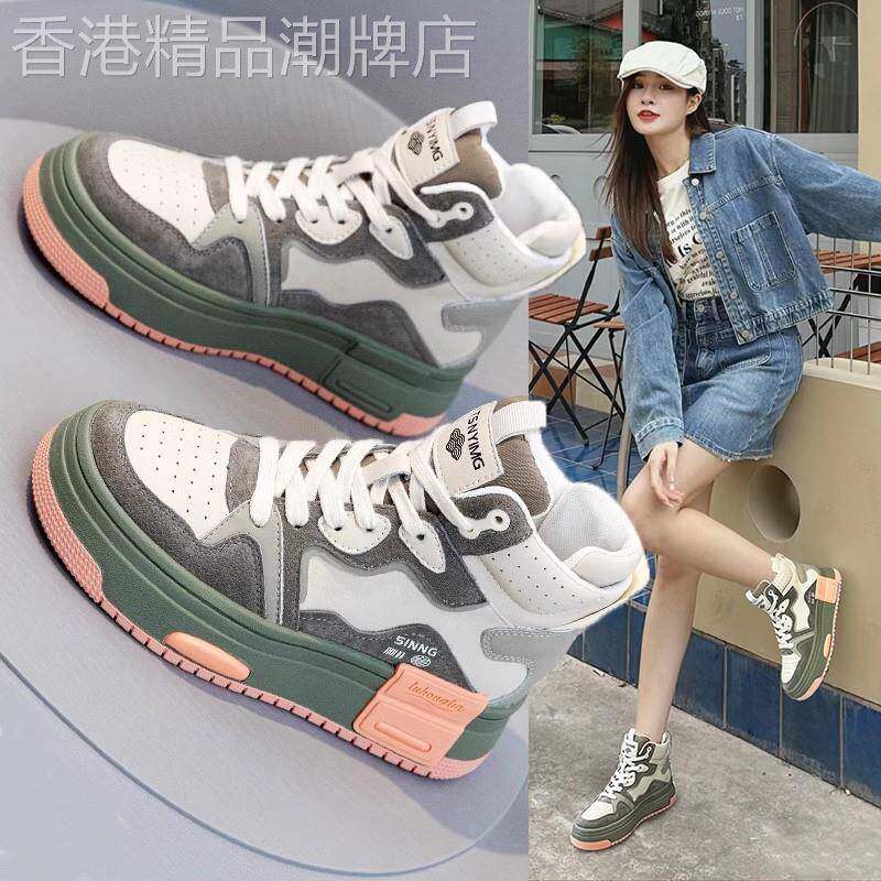 欧洲站真皮高帮鞋女2025春秋新款运动休闲鞋板鞋厚底拼色网红短靴