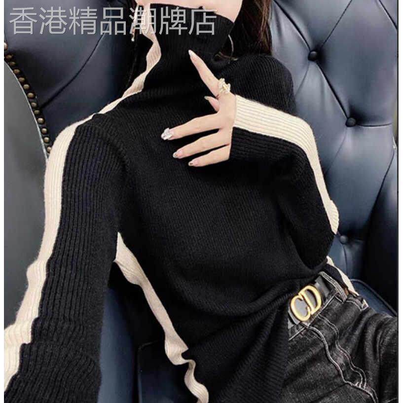 高领毛衣女秋冬加厚2025新款黑色打底衫内搭时尚洋派修身针织上衣