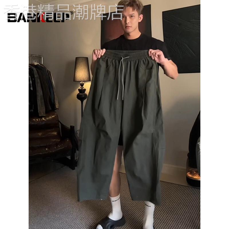 军绿色工装裤男士2026新款春秋夏季薄款男裤阔腿弯刀休闲裤子男款