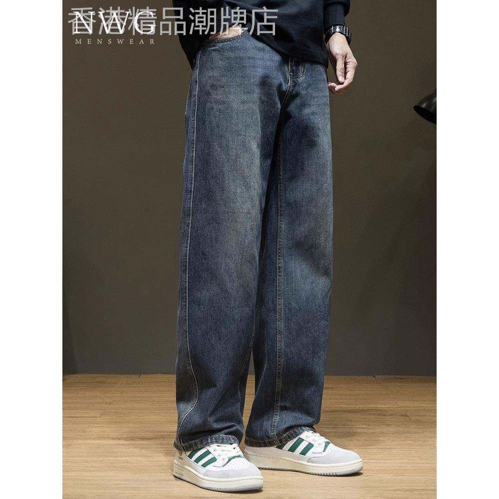 直筒牛仔裤男潮牌春秋季2025新款美式覆古宽松裤子男大码休闲长裤