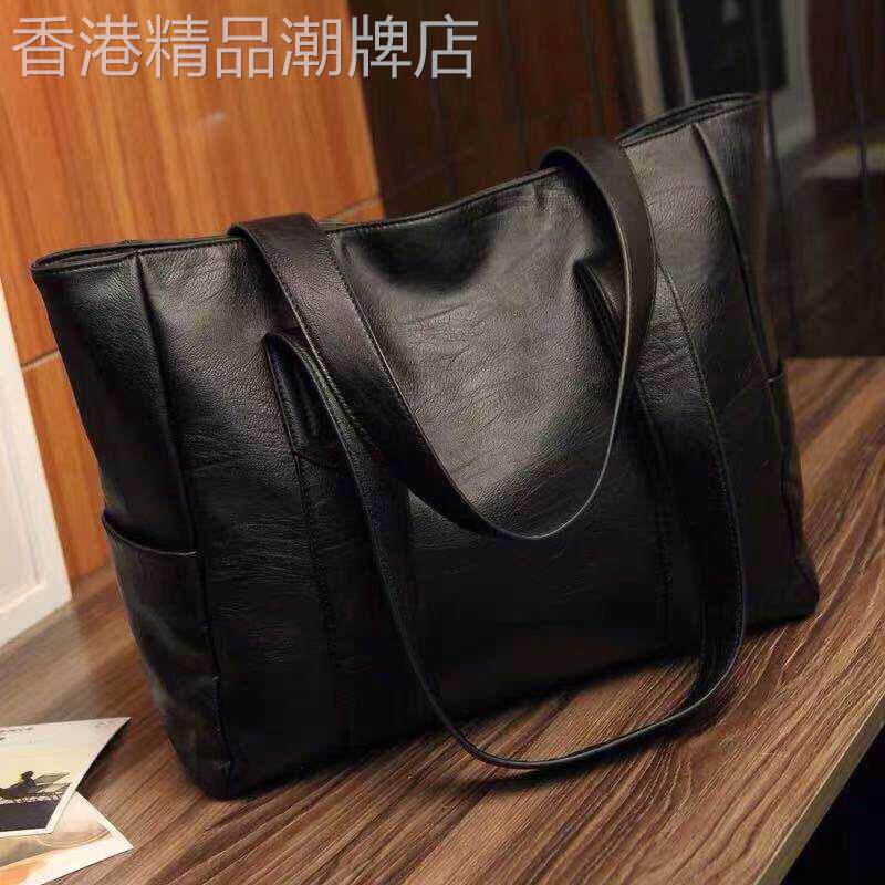 品牌女款包包2025年新款洋气大容量真皮女包软皮电脑托特包宽肩带