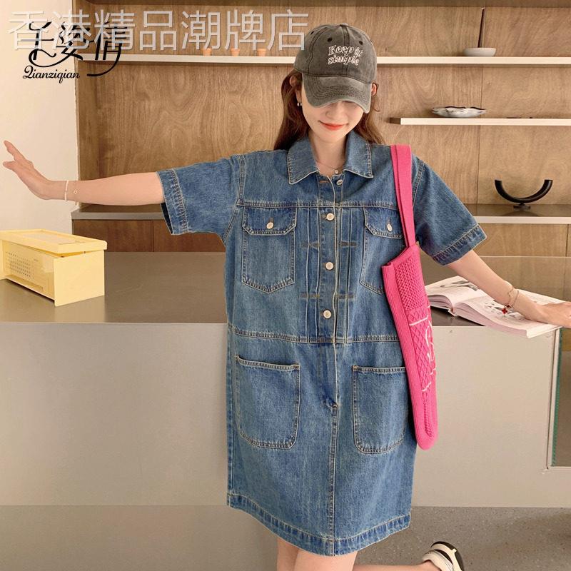 复古天丝牛仔洋装女薄款2026夏季新款宽松休闲直筒短裙小个子