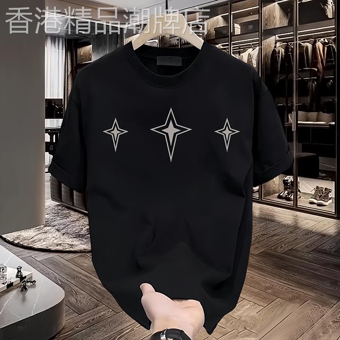 出口美国⭐Chrisma Katch~短袖简约印花个性圆领轻奢百搭宽松半袖
