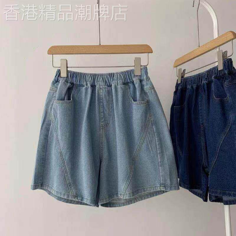 浅色牛仔短裤女夏季2026新款胖mm大码显瘦工装a字热裤阔腿五分裤
