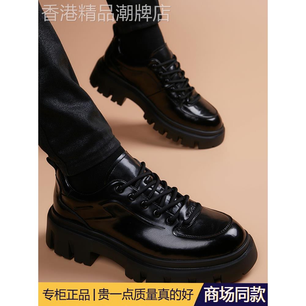 高端正品丨皮鞋男新款厚底增高真皮运动风德比鞋英伦百搭休闲男鞋