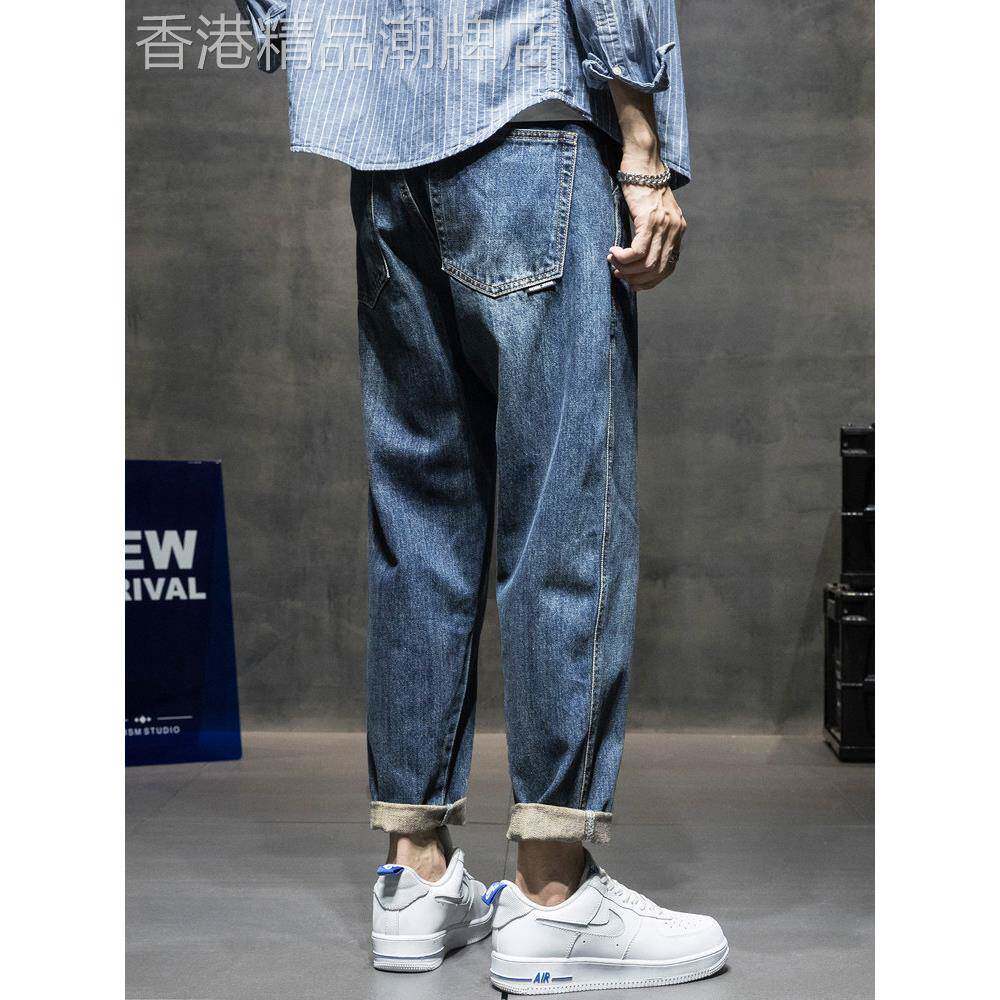 牛仔裤男潮牌夏季2025新款直筒宽松大尺码哈伦裤子男士小脚休闲长