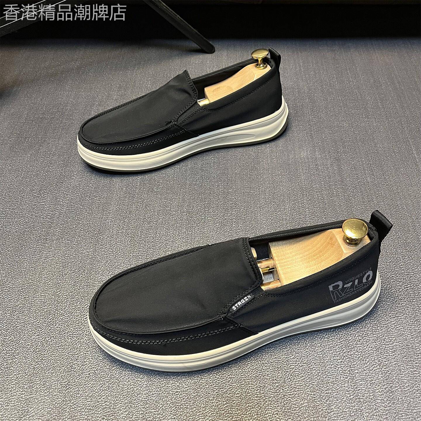 鞋子男鞋夏季透气2026新款老北京布鞋休闲帆布鞋一脚蹬驾车乐福鞋