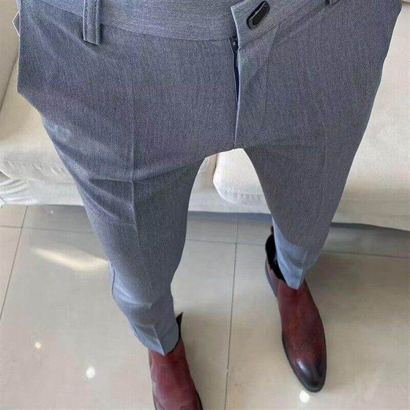 高端修身小脚西裤男款韩版西装裤2026新款高级感潮牌九分休闲裤子