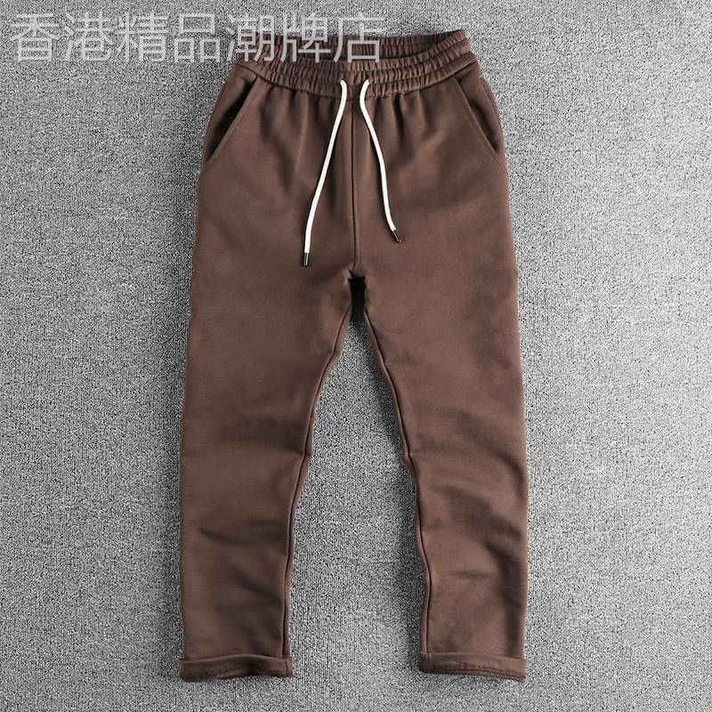 代购美式潮牌慵懒风牛肚毛圈卫裤男宽松挺括版型拉炼口袋运动长裤
