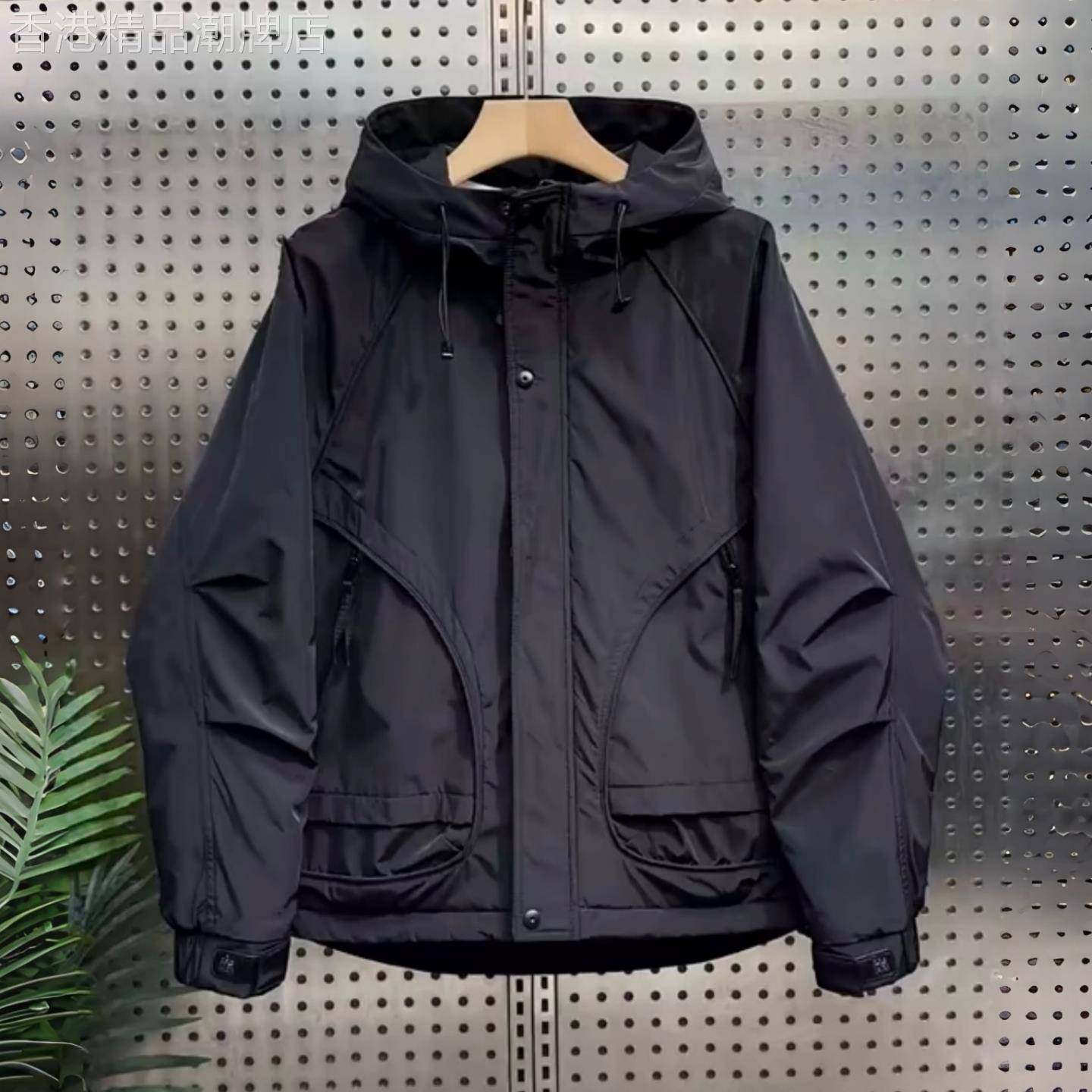 工装二棉连帽外套男士秋冬季宽松户外保暖棉服新款高级感休闲夹克