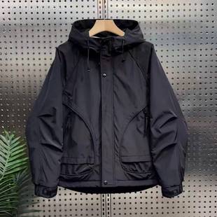 工装二棉连帽外套男士秋冬季宽松户外保暖棉服新款高级感休闲夹克