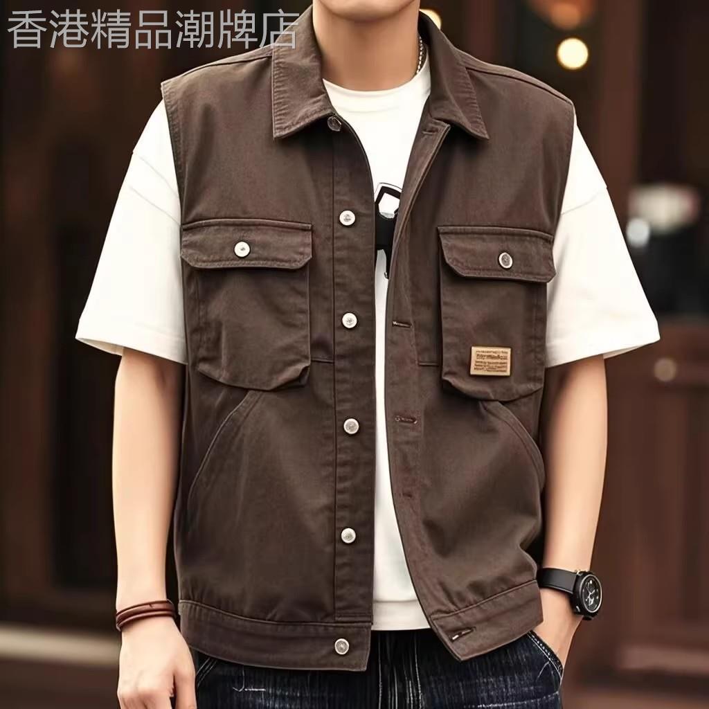 高端美式工装牛仔马甲男款2026年新款春夏季坎肩背心无袖夹克男士