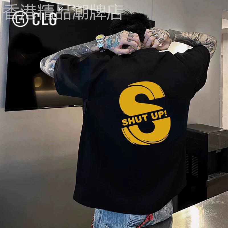 香港CLG潮牌美式高街西海岸嘻哈印花T恤短袖街头帅气重磅纯棉上衣
