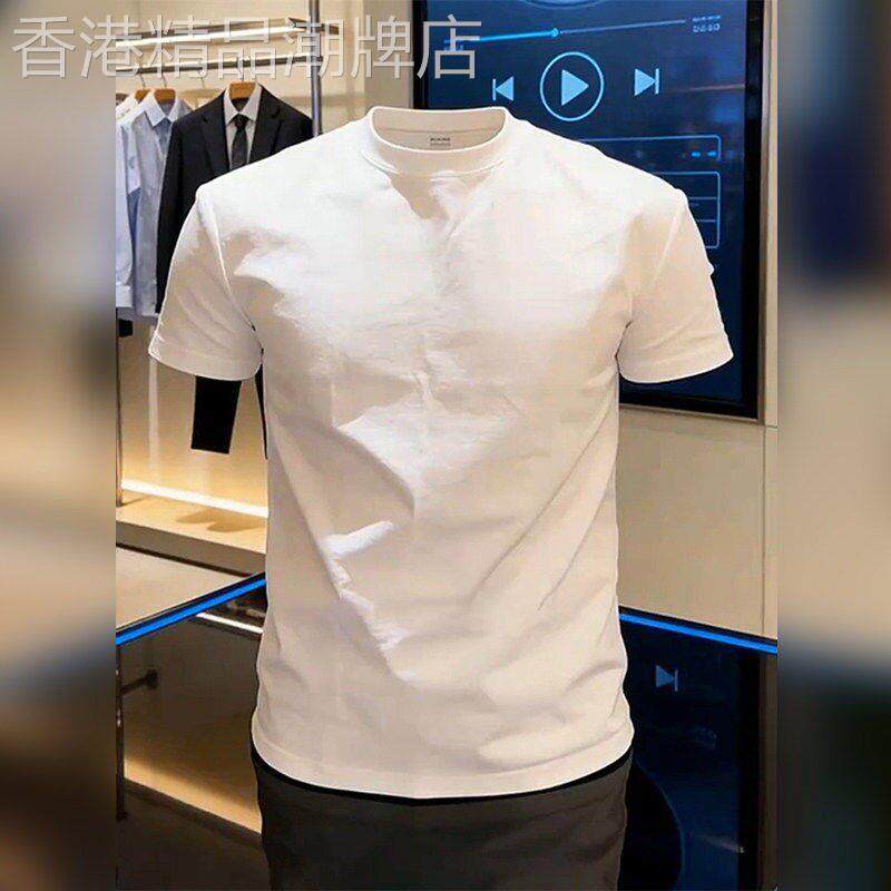 高端男士极简重磅圆领内搭半袖2026夏季高支棉透气男士短袖T恤潮