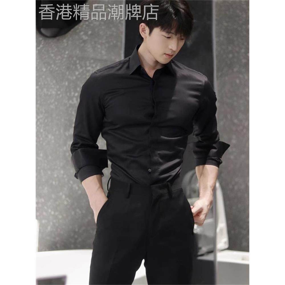 那不勒斯禁欲系修身衬衫男潮流氛围感穿搭长袖衬衣高级感西装内搭