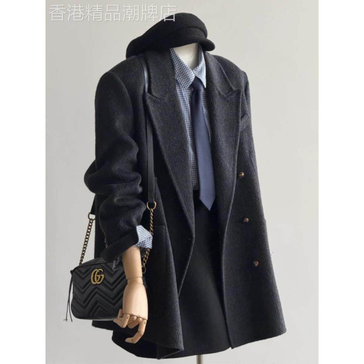 羽绒内胆呢子大衣女秋冬季2025新款短款西装毛呢外套小个子韩系