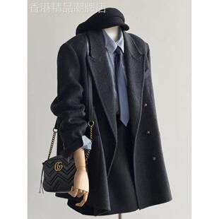 羽绒内胆呢子大衣女秋冬季2025新款短款西装毛呢外套小个子韩系