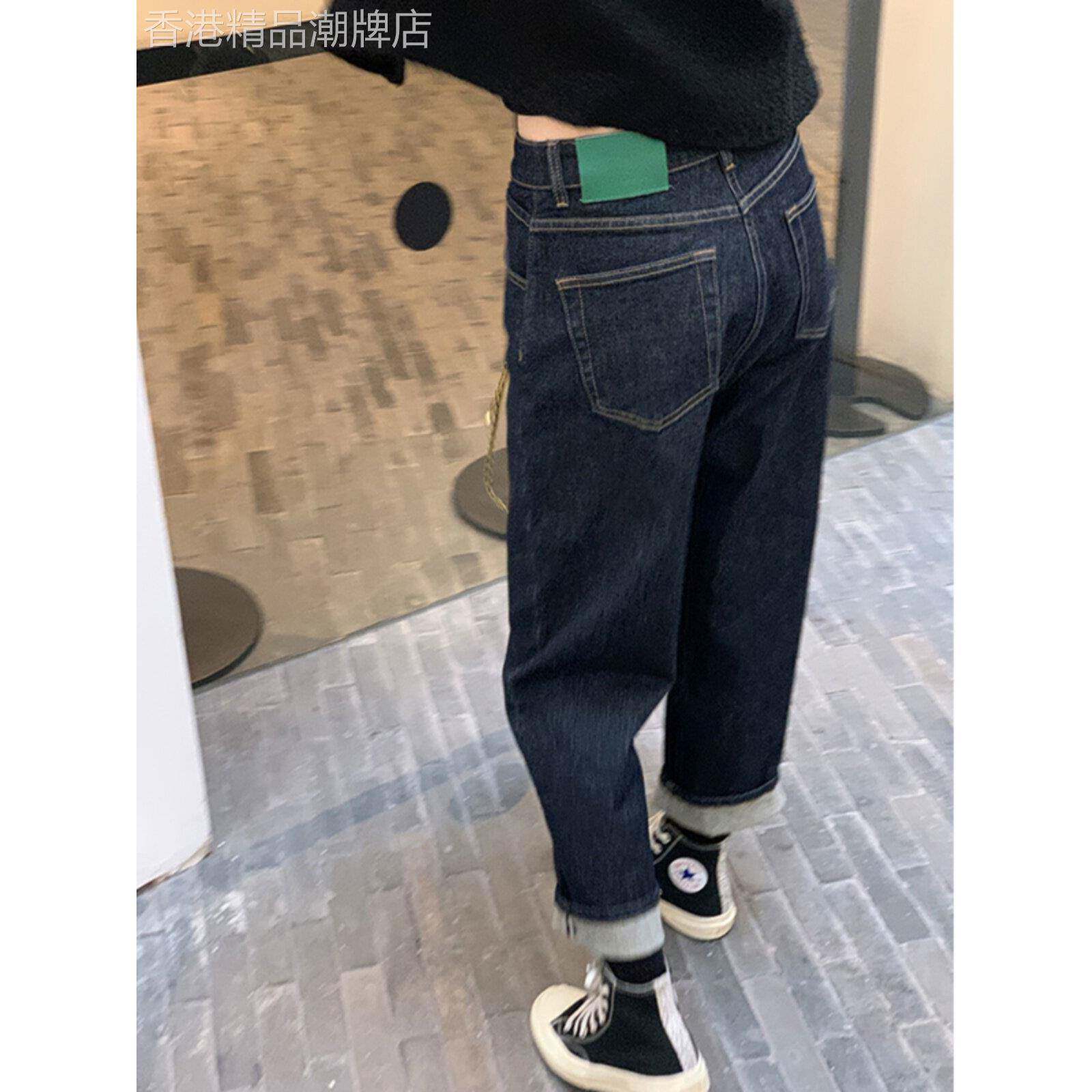 哈伦牛仔裤女春秋新款大码胖妹妹萝卜老爹裤显瘦加绒梨形身材裤子