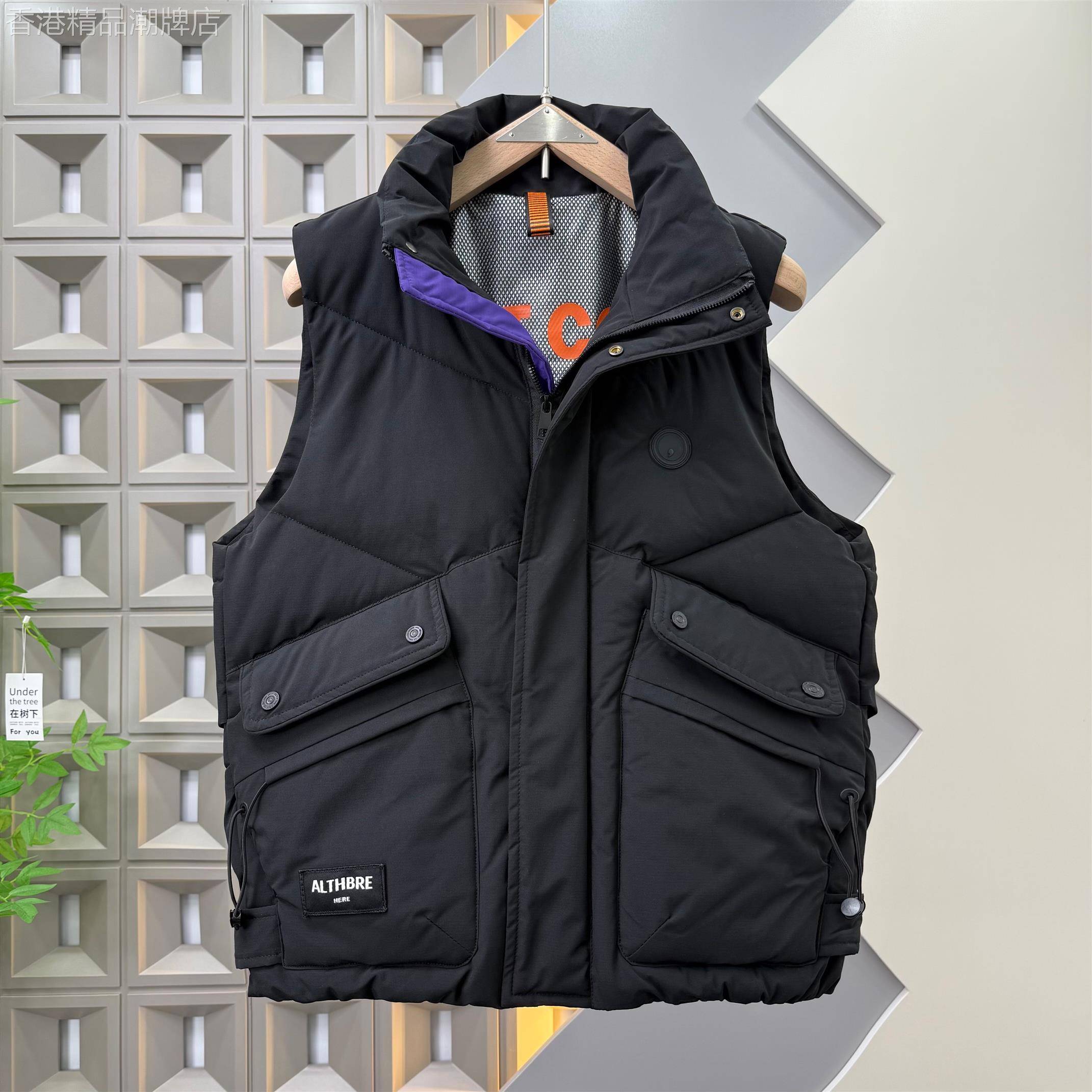 代购冬季新款立领防寒加厚羽绒棉马甲男士工装拉链口袋坎肩外套潮