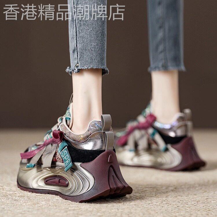 紫色老爹鞋~|pmr|厚底松糕鞋女春季2025新款女鞋增高水钻休闲鞋女