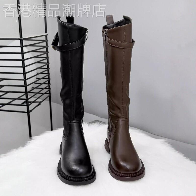 舒适百搭时尚不过膝长靴女新款复古厚底高筒靴秋冬加绒长筒靴潮