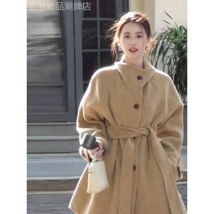 卡其色双面羊毛呢子大衣女2025秋季新款小个子超好看收腰毛呢外套