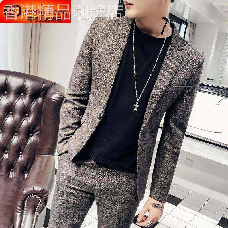 男士西装套装春秋冬季2026新款结婚休闲潮流新郎正装英伦风西服
