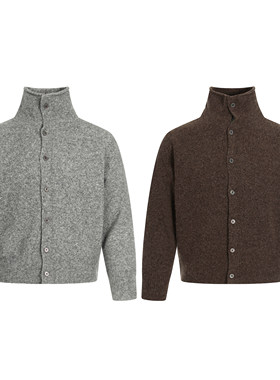 Goinsk 羊毛混纺毛衣男秋冬高定立领排扣开衫外套极简松弛针织衫