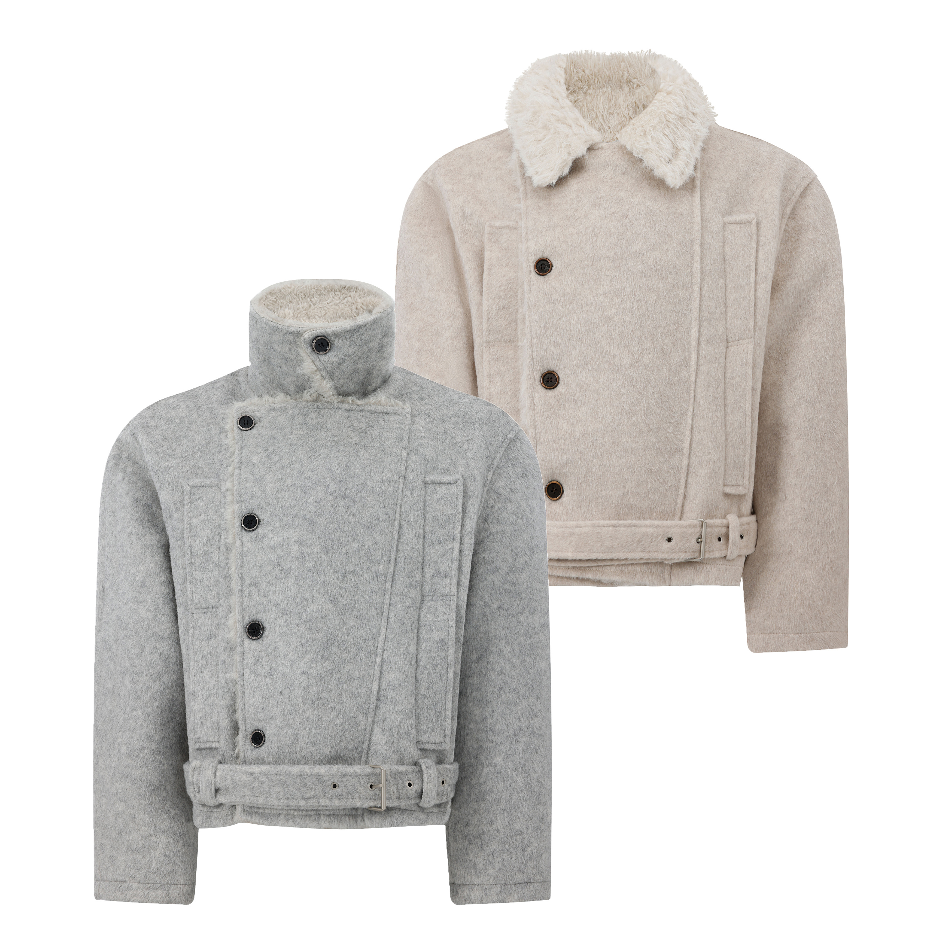 Goinsk毛领排扣棉服男短宽外套