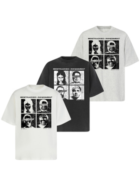 Goinsk 做旧晕染人物印花短袖T恤男女款春夏季半袖重磅休闲打底衫