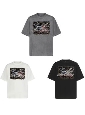 Goinsk 涂鸦字母印花短袖T恤男女夏季打底衫宽松圆领落肩廓形上衣