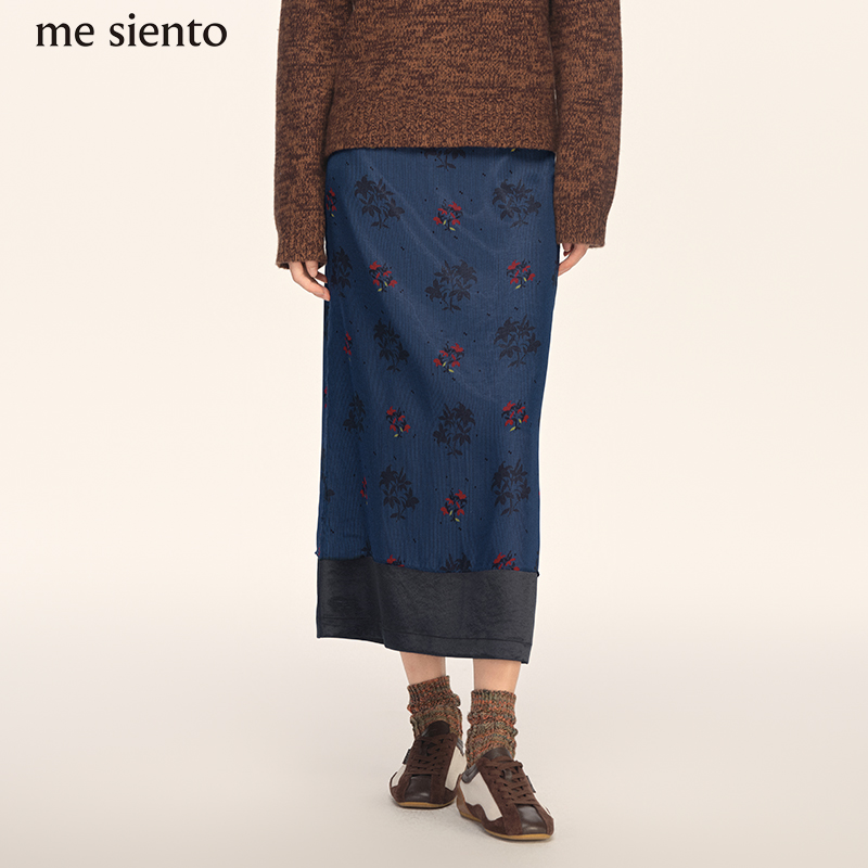 me siento 真丝桑蚕丝印花半裙个性半身裙