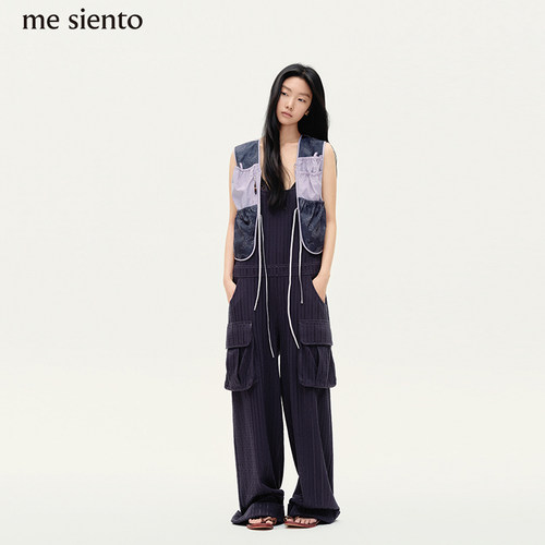 【明星同款】me siento 26SS肩带可调节大口袋直筒背带裤