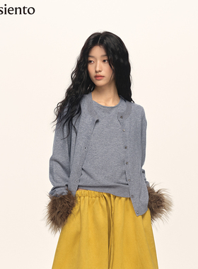 me siento 25AW羊绒羊毛圆领针织开衫毛衣+多穿针织背心套装