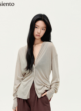 me siento 26SS莱赛尔棉羊毛混纺轻薄V领针织开衫