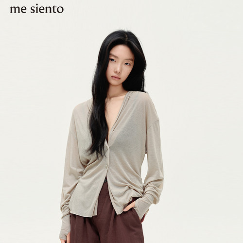 me siento 26SS莱赛尔棉羊毛混纺轻薄V领针织开衫