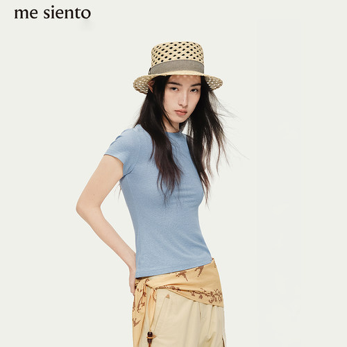 me siento 26SS莱赛尔纯色修身弹力短袖T恤
