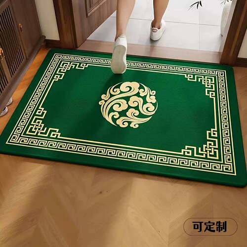 东方入户绿色新中式聚财风水门垫